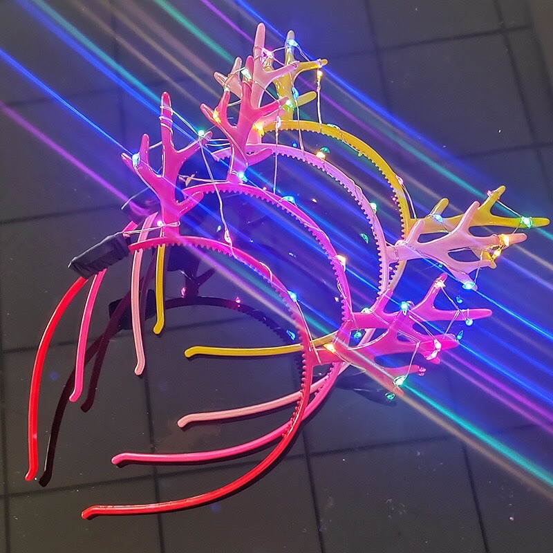 Bờm tóc tuần lộc phát sáng noel giáng sinh cho bé