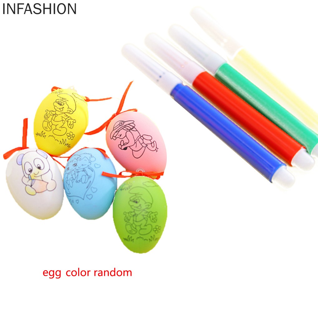 Set 4 Trứng Nhựa Kèm 4 Bút Màu Cho Bé