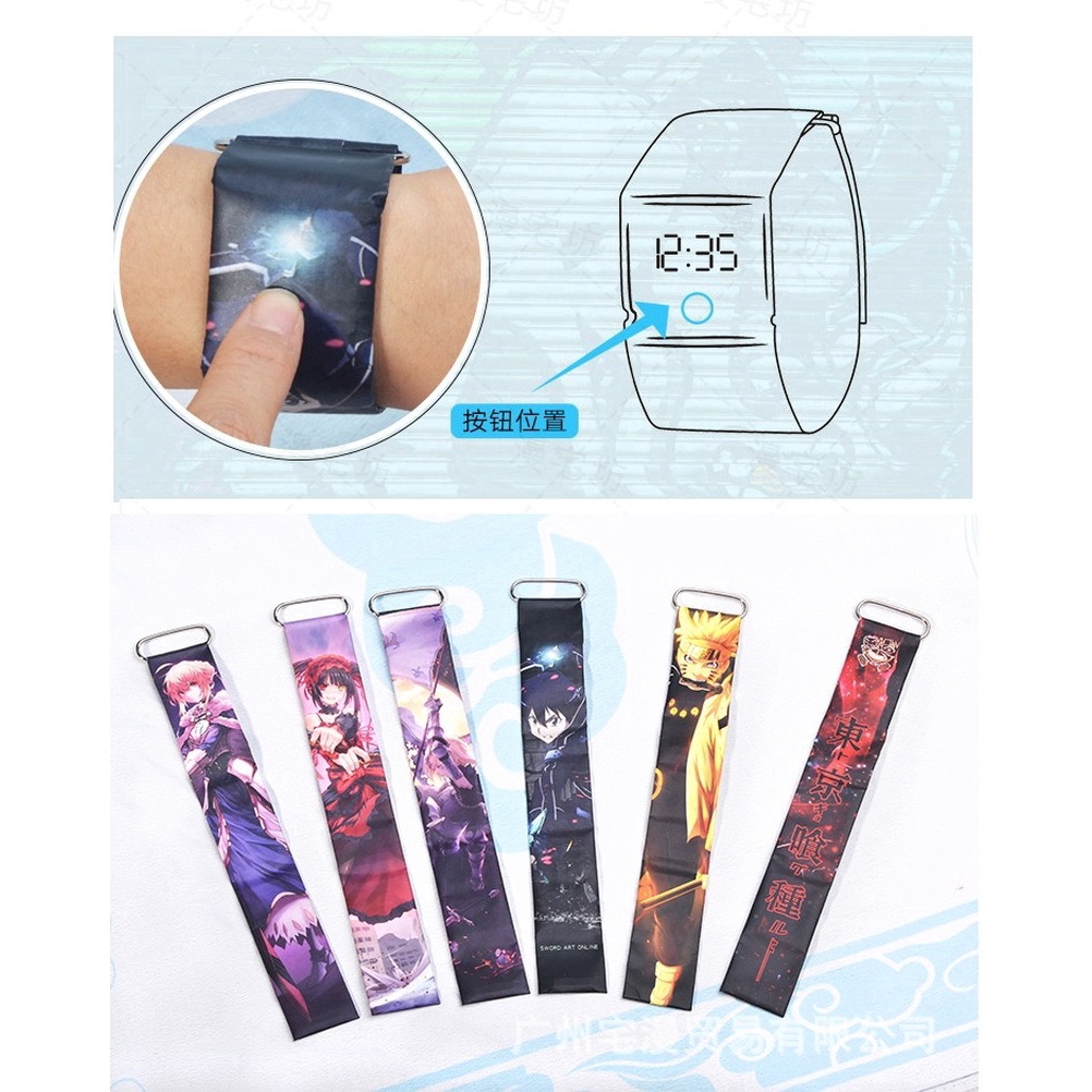 Đồng hồ kỹ thuật số LED đeo tay bằng chất liệu giấy chống thấm nước phong cách anime Demon Slayer: Kimetsu no Yaiba