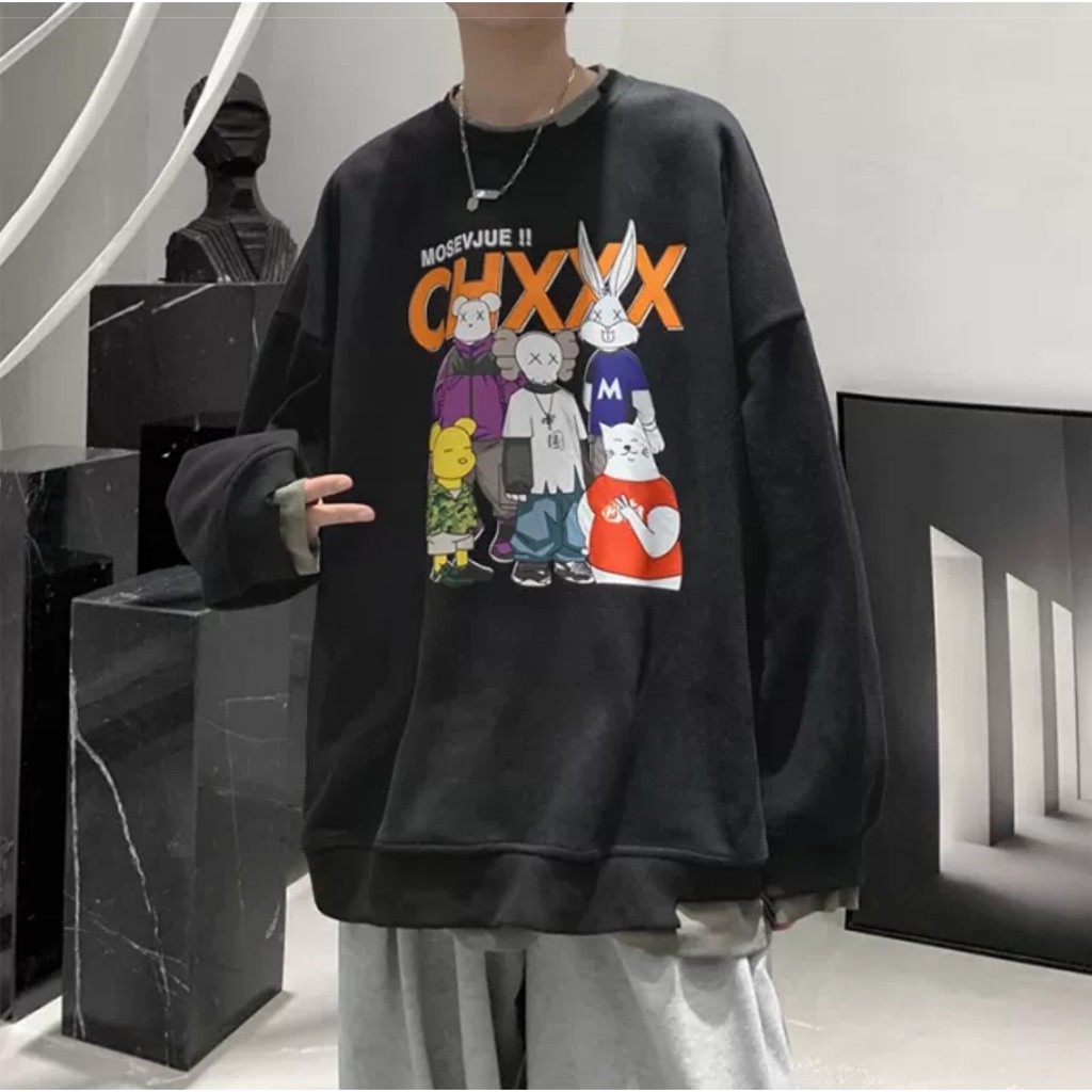 Áo Sweater Nỉ Bông KAWS CHXXX Form Rộng Ulzzang Unisex (Ảnh Thật)