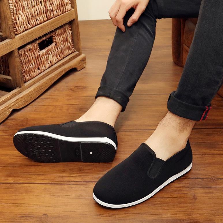 Giày lười vải nam Hàn Quốc canvas dày dặn ôm chân kiểu dang thanh lịch công sở 👞 | BigBuy360 - bigbuy360.vn