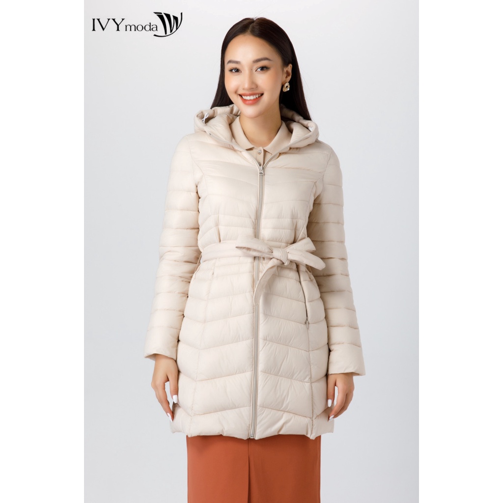Áo khoác phao nữ dáng dài cổ mũ IVY moda MS 71B7929