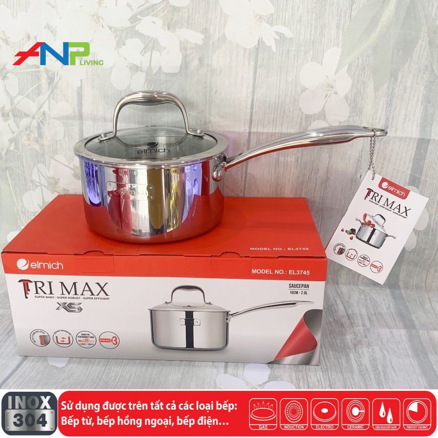 Quánh Inox 3 lớp cao cấp đáy liền Trimax XS EL-3745 size 16cm