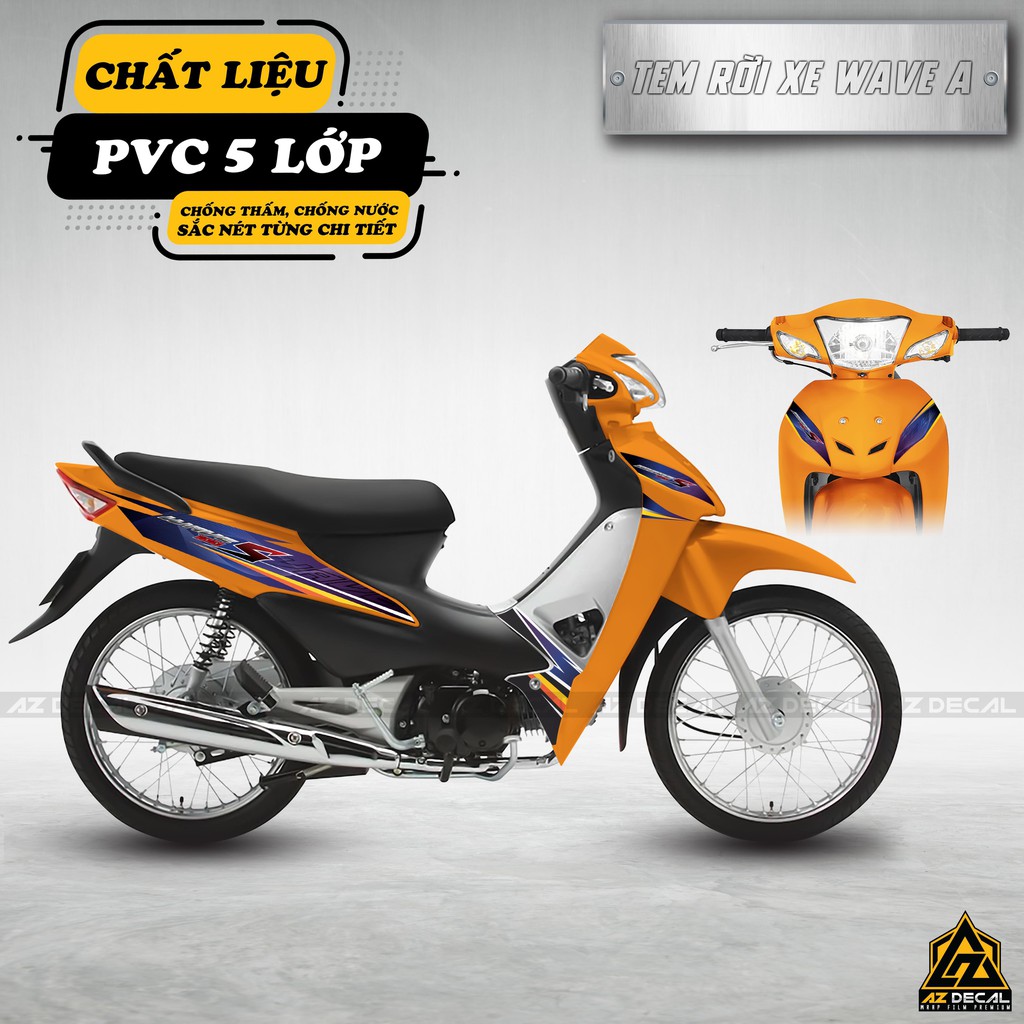 [TEM RỜI XE WAVE] Hot Trend Màu Chuyển Xanh Tím | WA061604S | Chất Liệu Decal PVC Chống Bay Màu