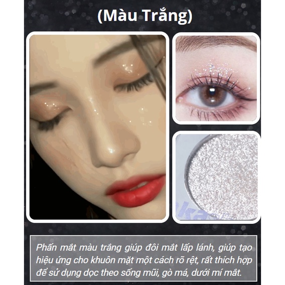 Phấn nhũ KAKASHOW, Phấn mắt trang điểm KAKASHOW màu nhũ kim tuyến sáng lấp lánh chống nước lâu trôi