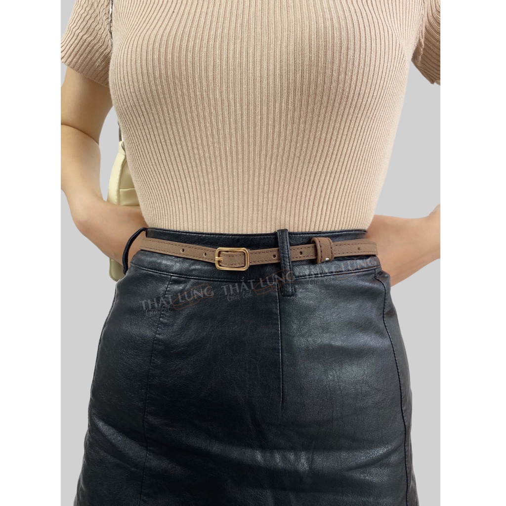 Thắt lưng nữ Ulzzang vuông bản nhỏ 1cm  (Hỗ trợ bấm, cắt dây nịt) TL428 - Thắt Lưng Giá Tốt