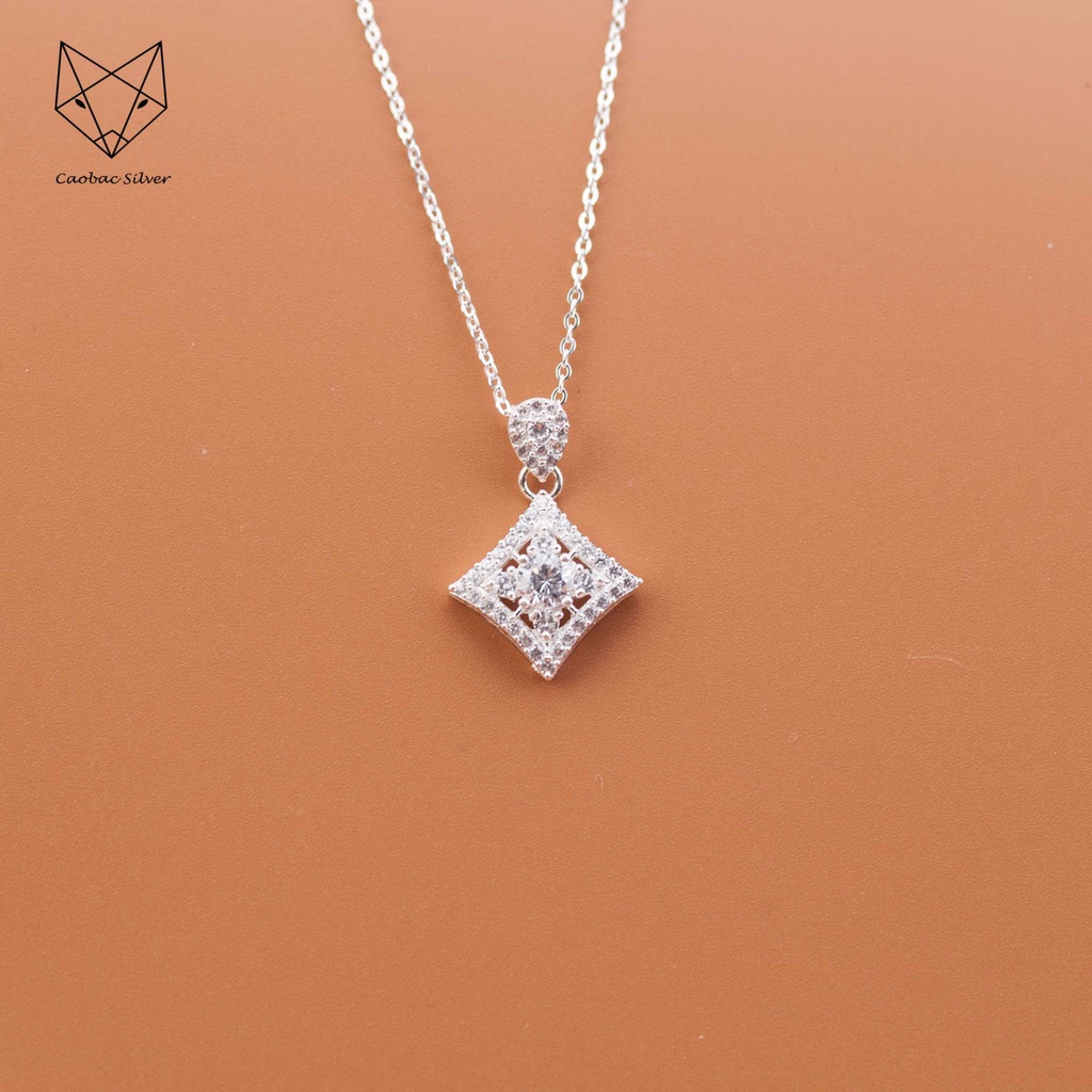 Dây Chuyền Bạc Ta Cao Cấp CaoBac Silver Thoi Lồng Hoa Phong Cách Cho Bạn Gái