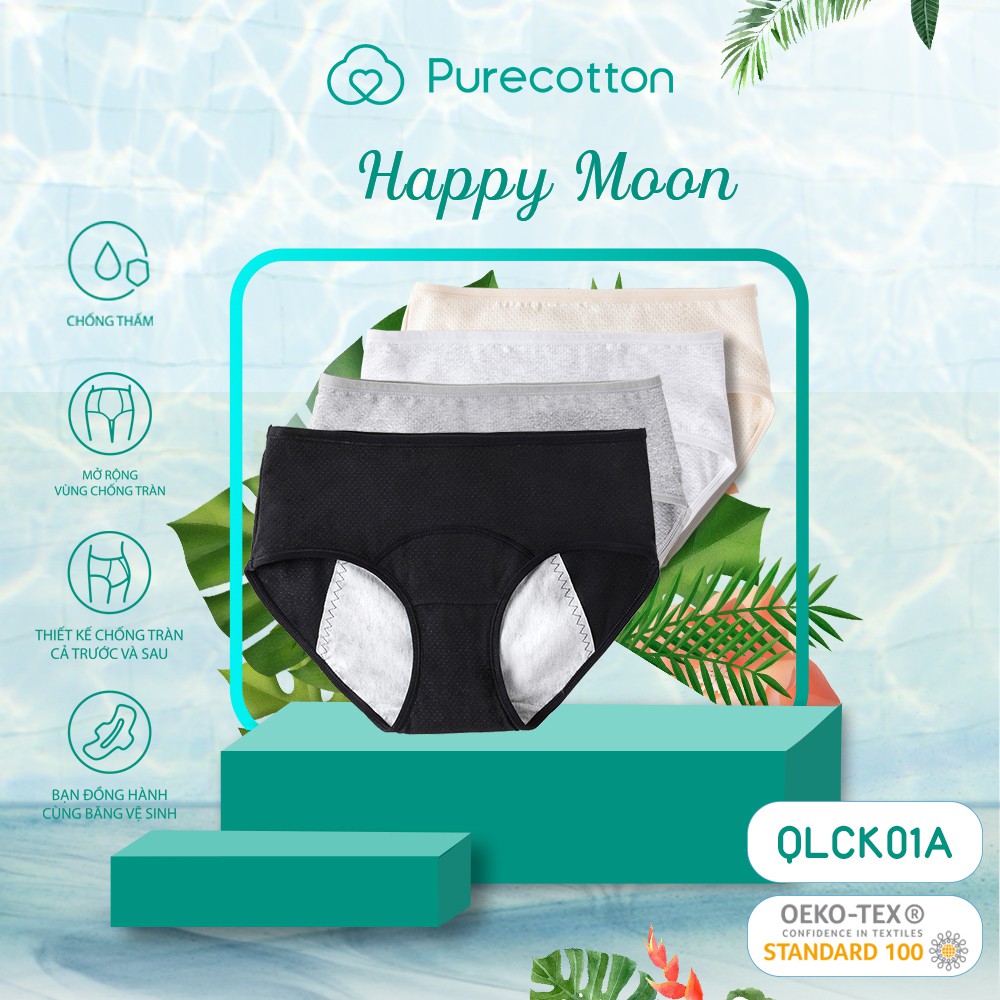 Quần lót chống tràn nguyệt san  Purecotton chống tràn kinh nguyệt Happy Moon PC031