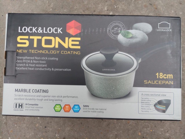 Nồi Đá Lock&amp;Lock Cookplus Stone Một Tay Cầm 18cm LCA6181D Dùng Bếp Từ