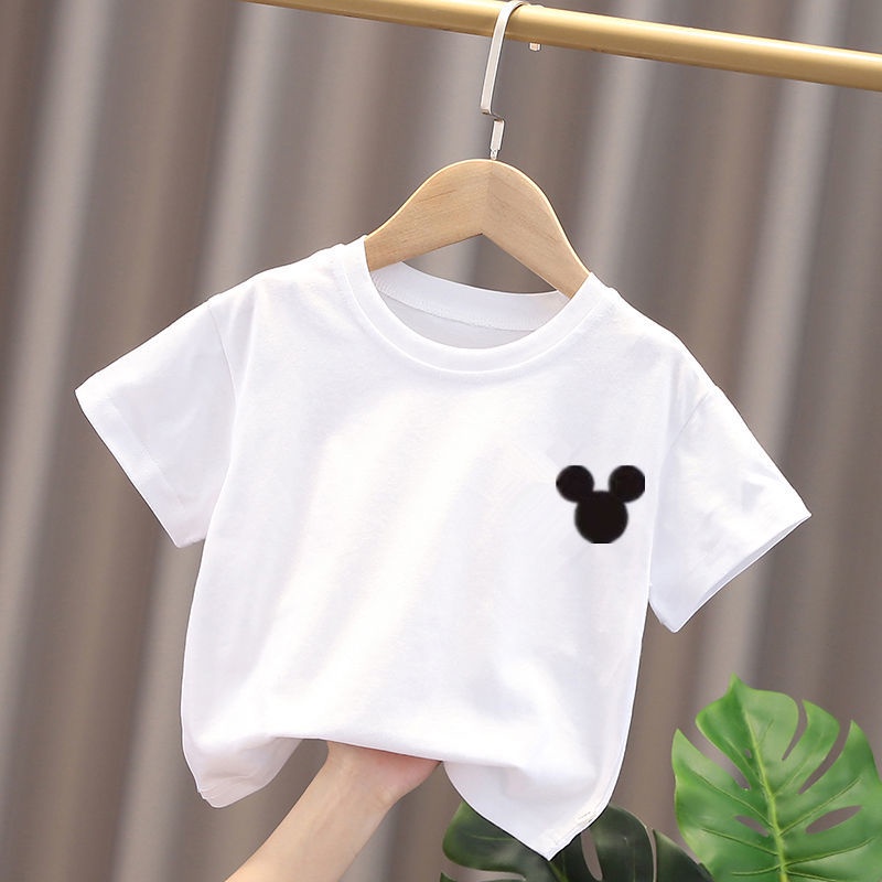Áo Thun Cotton Ngắn Tay Màu Trắng Trơn Phong Cách Mới Cho Bé Gái 2 Tuổi