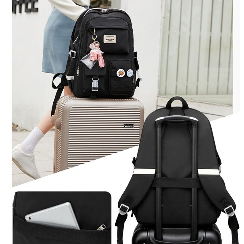 Ba Lô Nylon Nhiều Túi Dễ Thương Cho Học Sinh
