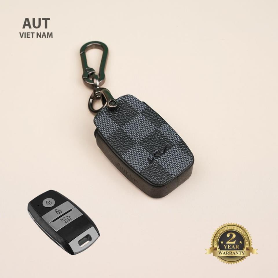 Bao da chìa khóa Smartkey Kia 3 nút da Canvas L.V xẻ túi ( Kia Mor, Seltos, Soluto,Rio,Cerato,Optima,Rondo, Sorento)