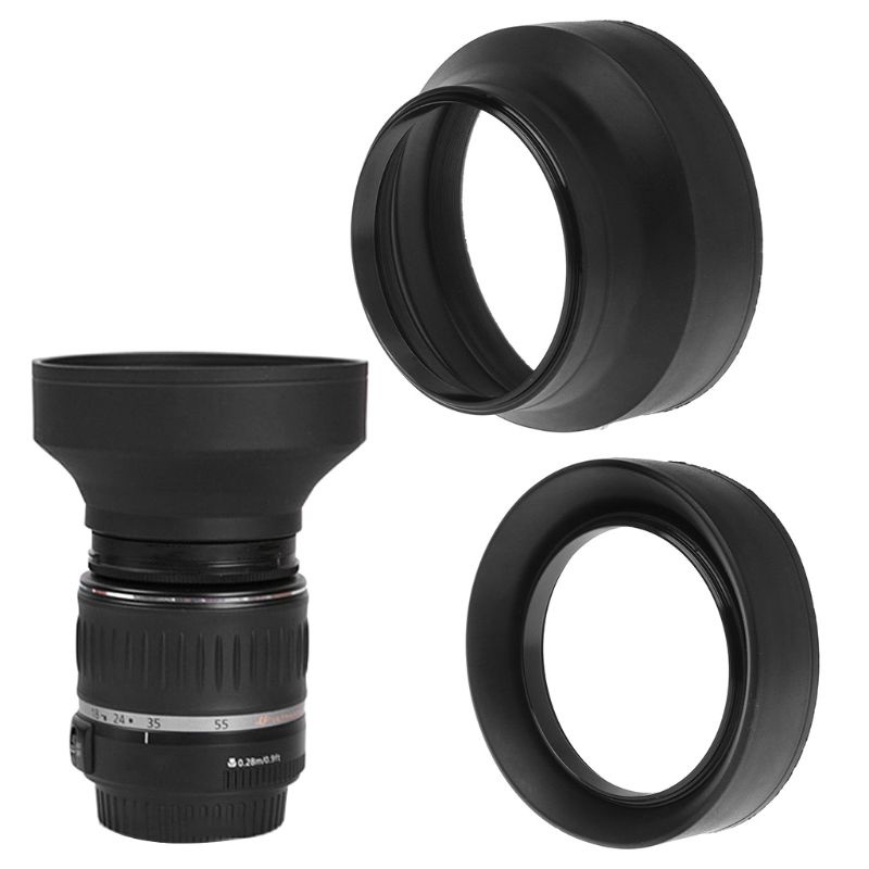 Che Nắng Ống Kính Máy Ảnh 3 Tầng 77mm Bằng Cao Su