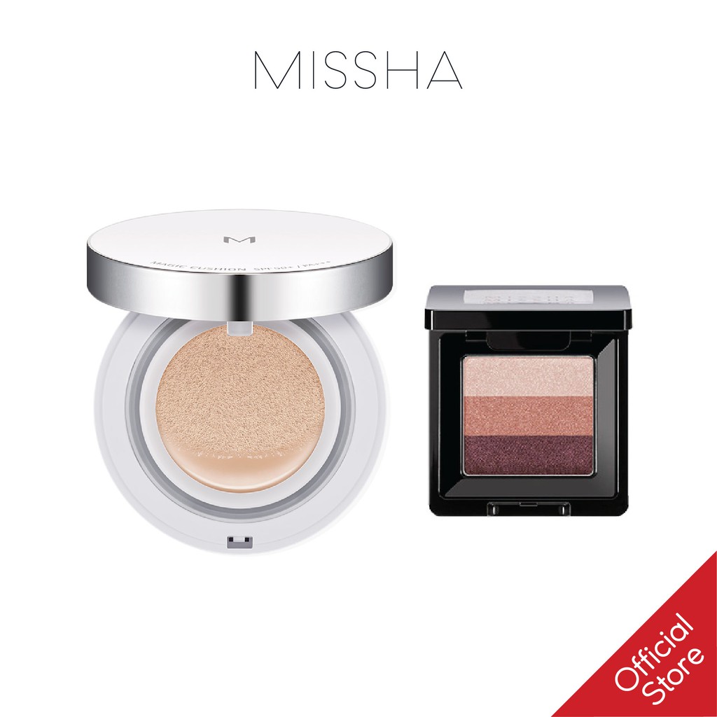 Combo Cushion Missha M Magic SPF 50+ PA+++ 15g&Phấn Mắt 3 Màu Missha Triple Shadow 1.5g