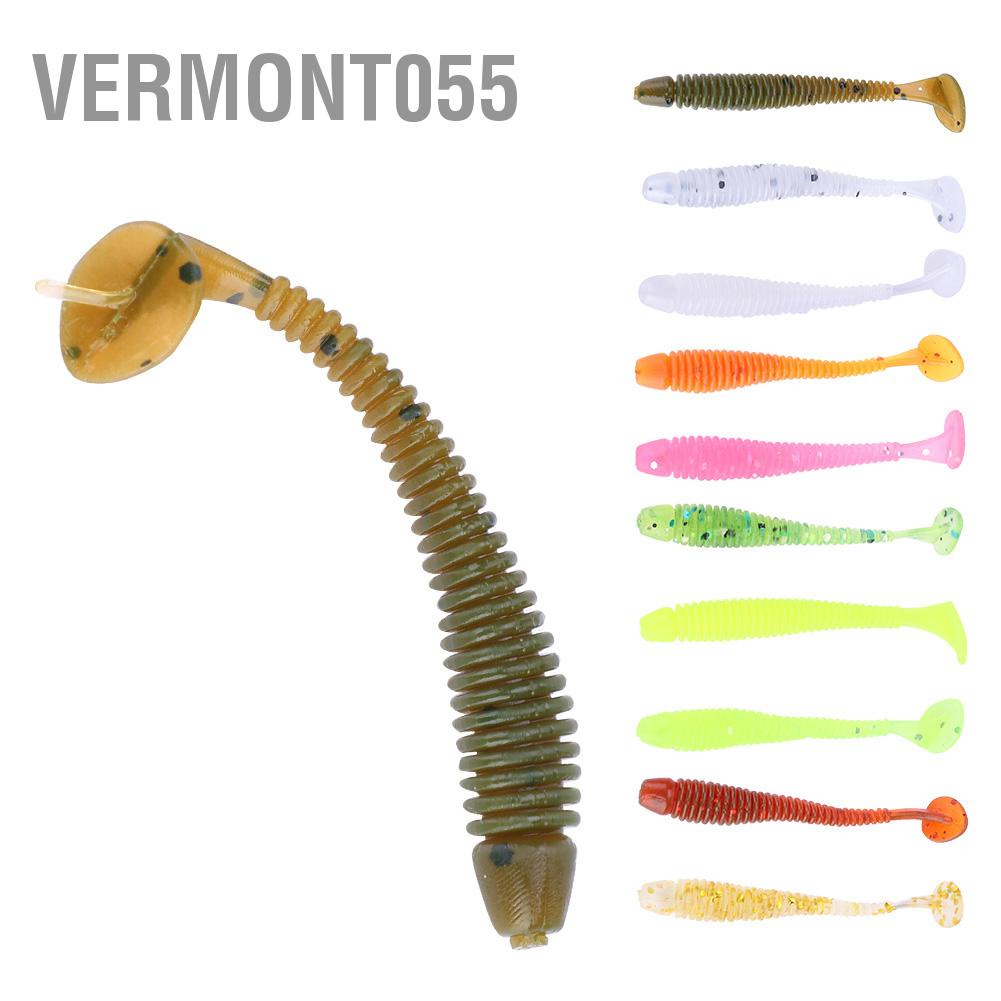 Hàng Hot 10PCS 5cm Mồi câu cá nhân tạo bằng nhựa mềm Grub Worm Baits Bộ phụ kiện Hàng giao ngayVermont055