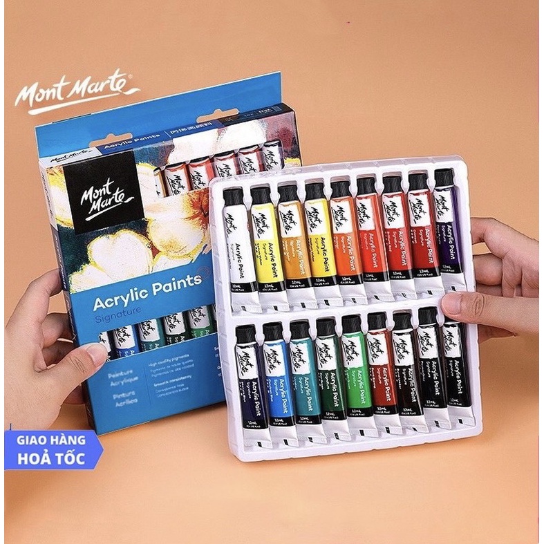 [TẶNG KÈM GIẤY VẼ] Màu nước, Acrylic, Gouache Mont Marte 12ML