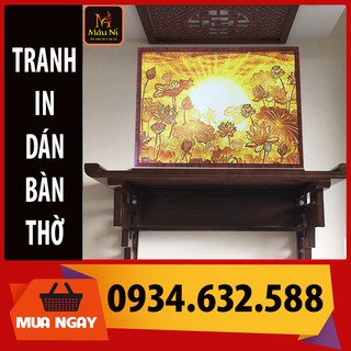 [Tranh thờ dán tường] - kt 61cmx81cm - Sen tỏa - dán vách thờ, bàn thờ, tượng thờ tranh trúc chỉ in MÂU NI