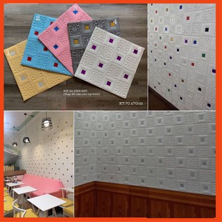 [ SIÊU HOT] XỐP DÁN TƯỜNG HOA VĂN TÂN CỔ ĐIỂN KHỔ 70X70CM