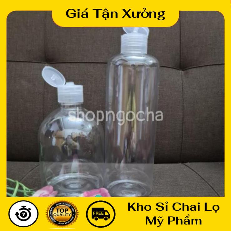 Chai Chiết Mĩ Phẩm ❤ TRÙM SỈ ❤ Chai nhựa pet nắp bật 500ml Trong chiết mỹ phẩm , phụ kiện du lịch