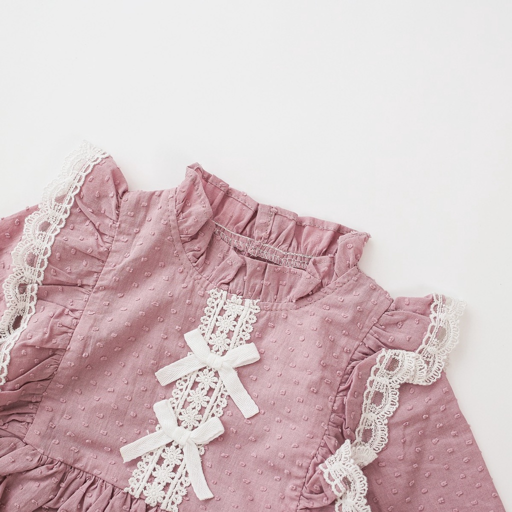 Bộ áo liền quần Sanlutoz bằng cotton tay dài phong cách công chúa dễ thương dành cho bé gái sơ sinh