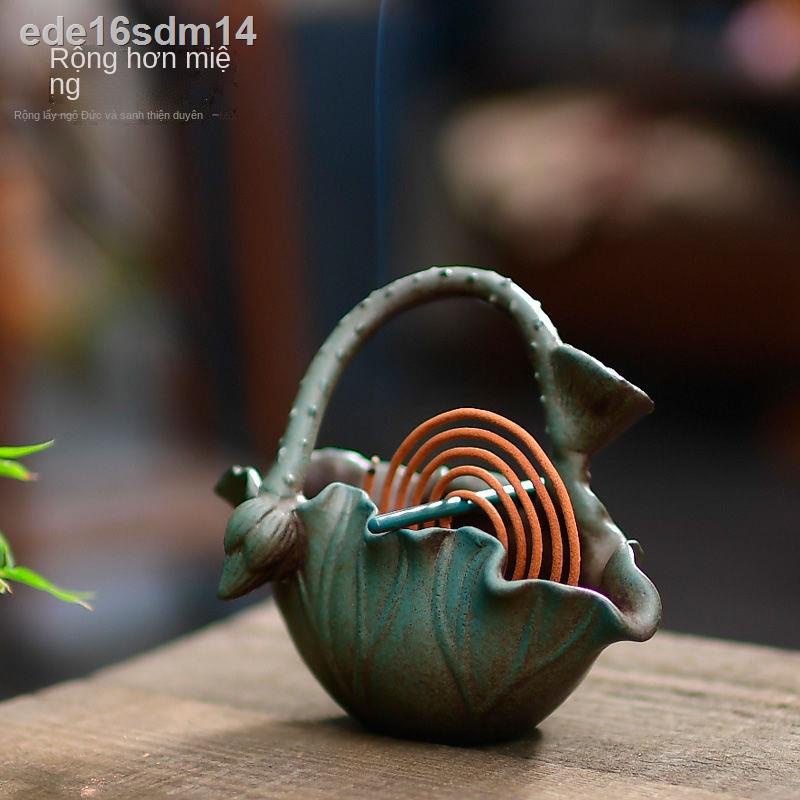 ▲ ▫ ( Sẵn)☁Rộng và nhỏ bằng gốm sứ cổ đĩa đốt trầm hương gỗ đàn gia dụng trong nhà lọc không khí sáng tạo đèn nhang muỗi