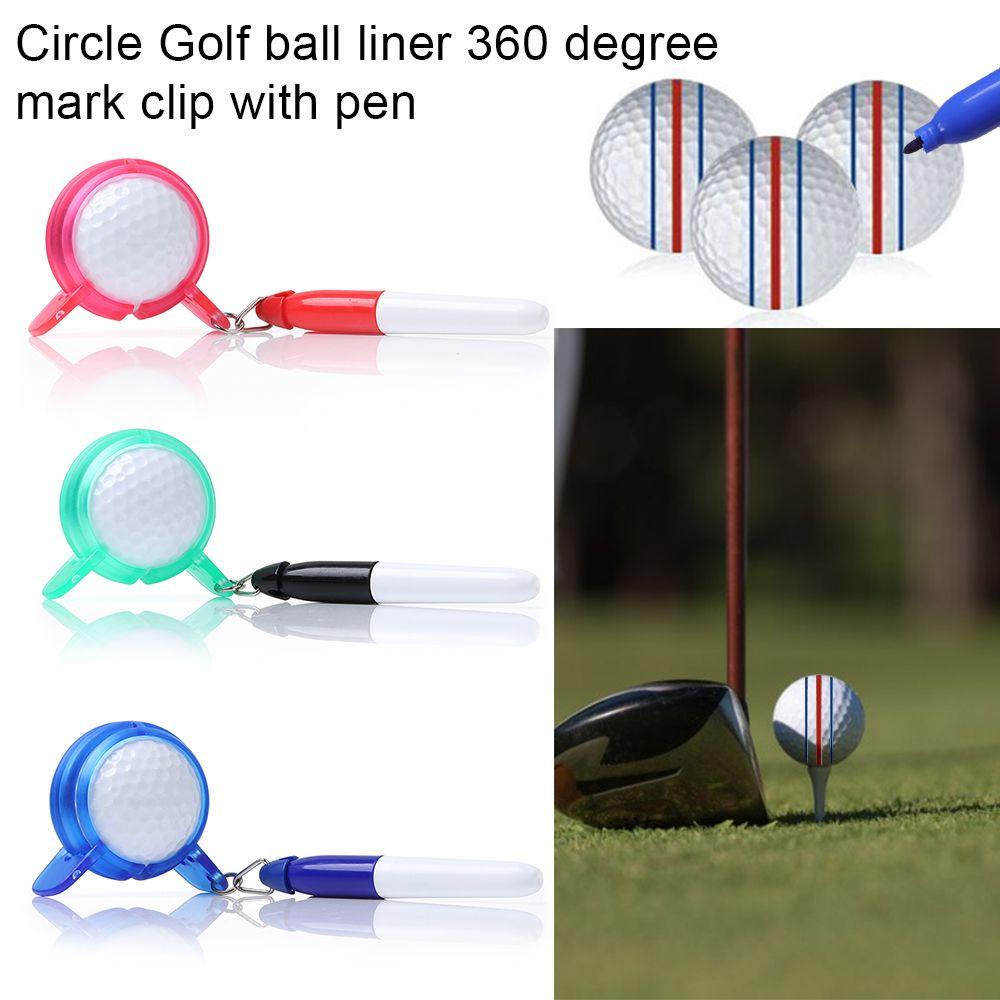 ZAIJIE 1 Set Outdoor Golf Ball Liner Circle Plastic Marker Line Mark Clip Sport Template Alignment 360 Degree with Pen 3 Colors Drawer Aids/Multicolor