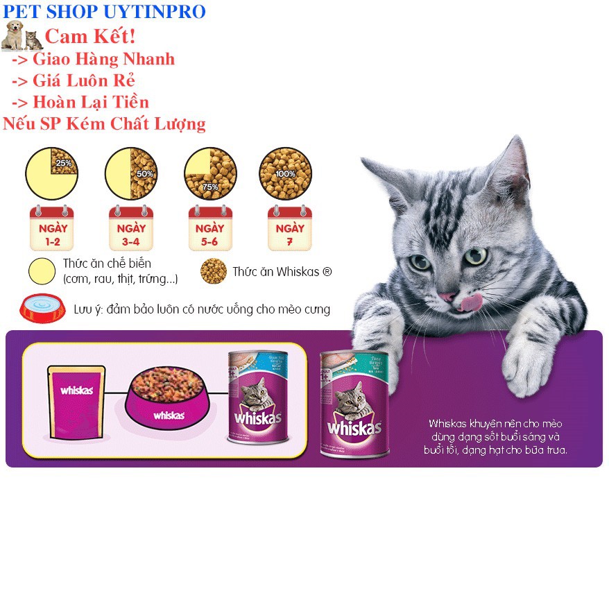 THỨC ĂN CHO MÈO Whiskas Dạng Viên Vị Cá Thu Túi 400g Xuất Xứ Thái Lan