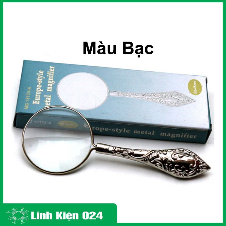 Kính lúp quang học cầm tay HD 18155-6 kim loại, hoa văn đẹp dùng để đọc, sửa chữa điện tử