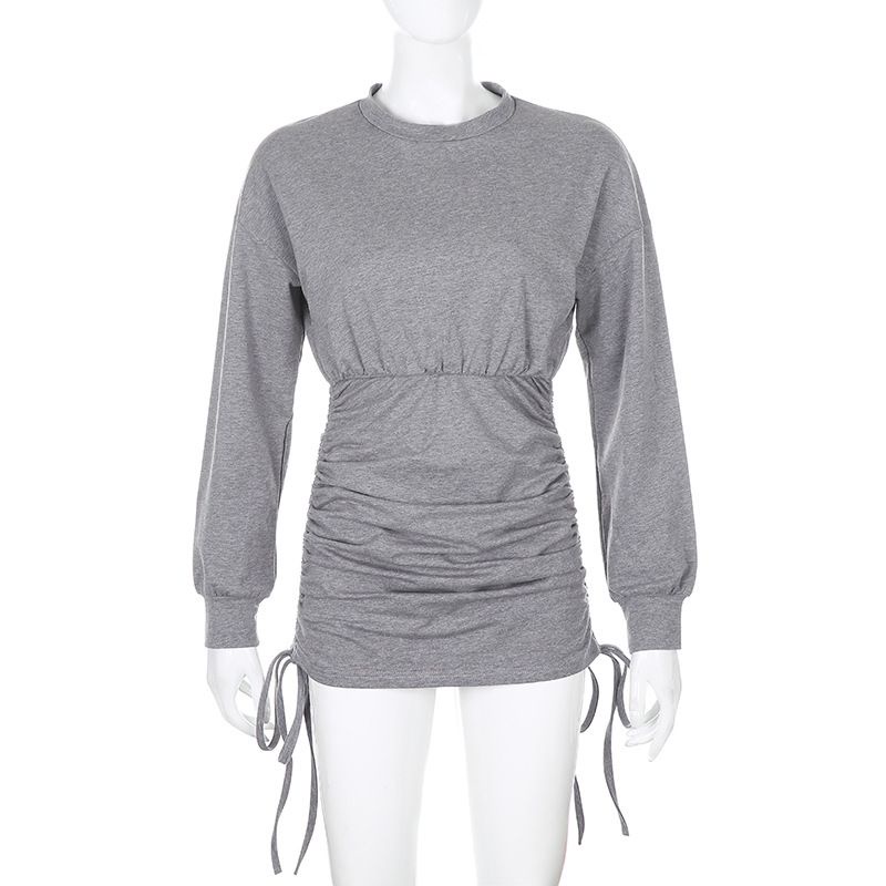 Đầm Dài Tay Dây Rút Hai Bên Hông