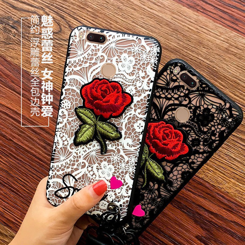 Huawei Honor 8X Max Y9 2019 Y7 Pro Prime 2018 Mate 20 X Pro Lite Rose Lace Phone Soft Covers With Straps