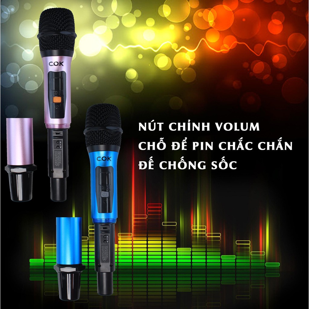 Micro Không Dây COK ST-232 (2 Micro) [Phù Hợp Với Loa Kéo & Dàn Âm Ly, Jack 6.5, Bắt Âm Tốt] - Hàng Mới Chính Hãng 100%