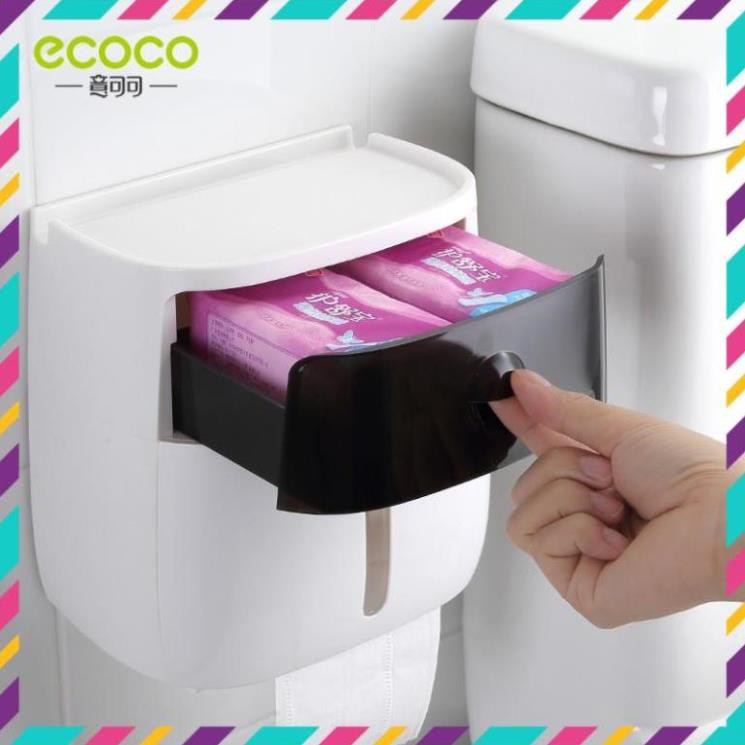 [SALE KHỦNG] Hộp đựng giấy vệ sinh 2 tầng thông minh ECOCO mã E804,đựng giấy đa năng, không lo ướt giấy