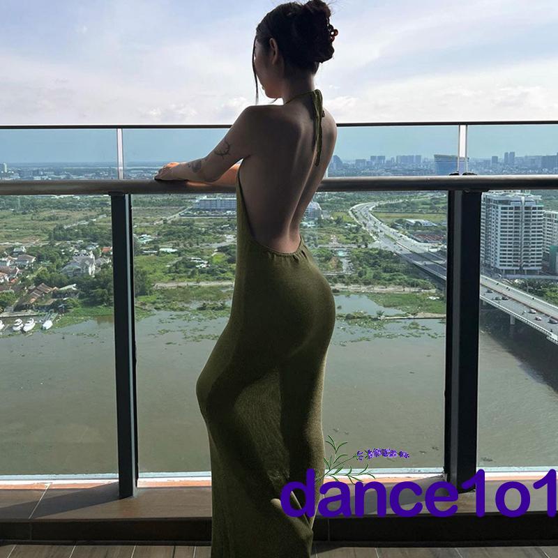 Đầm Dài Ôm Dáng Hở Lưng Màu Sắc Trơn 1O1- Dành Cho Nữ