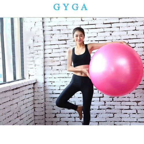 Bóng tập yoga gym cao cấp 55cm, 65cm, 75cm dày 2mm dầy chắc chắn chống nổ GYGA