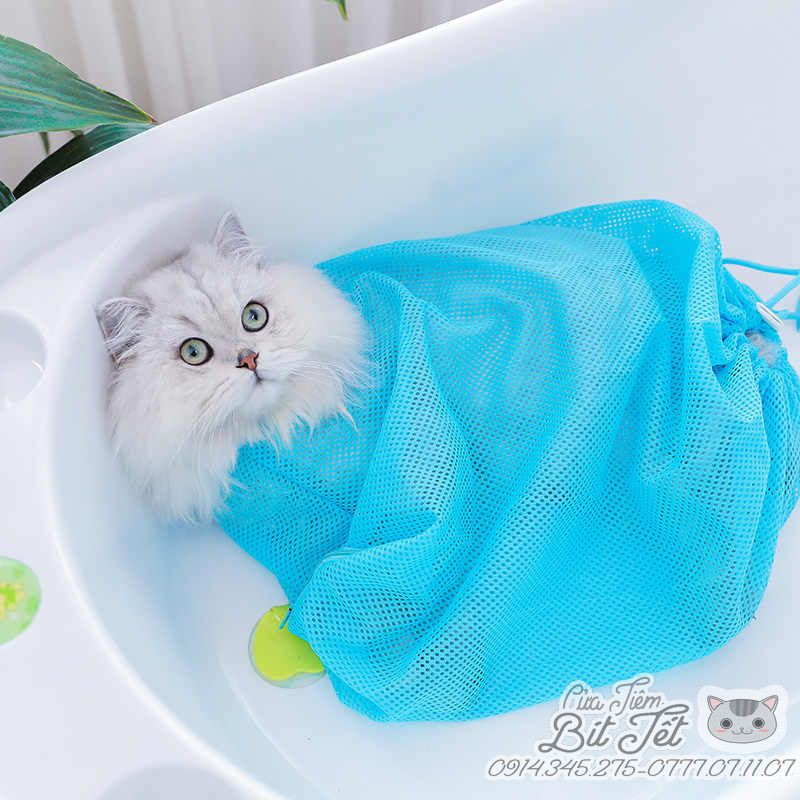 Lưới tắm cho mèo - Túi Lưới Đa Năng Spa & Grooming dùng trong Tiêm chích - Cắt Móng - Vệ Sinh Tai Mũi Miệng