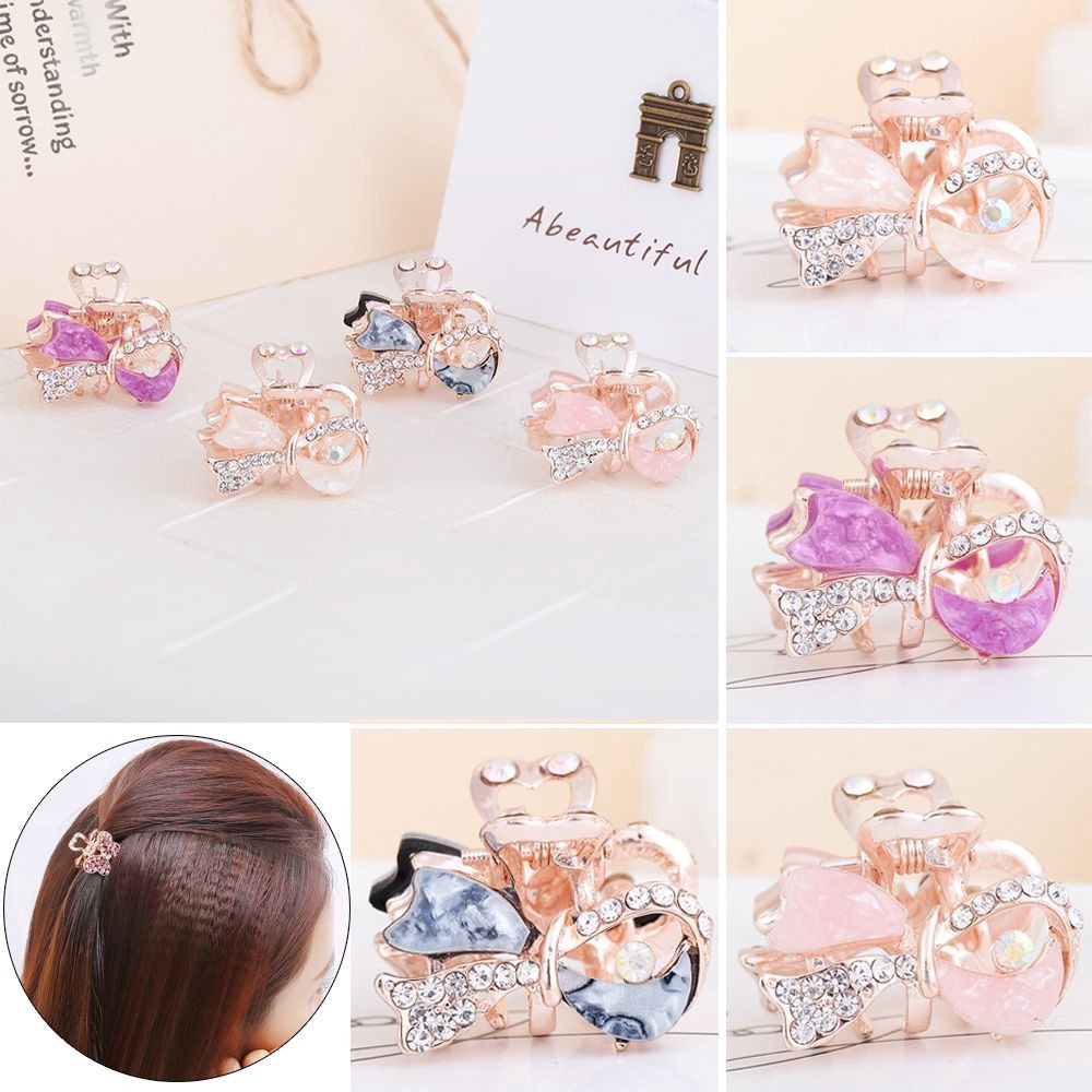 Kẹp tóc họa tiết nơ đính kim cương giả thời trang