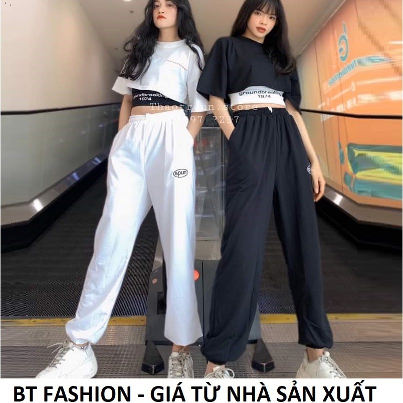 : : Áo Thun CropTop / Quần Jogger Phom Rộng  BAOTIN FASHION