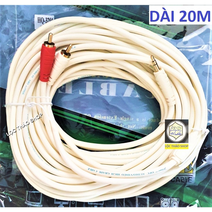 Cáp loa jack 3.5 ra 2 AV hoa sen dài 20M 25M 30M CAO CẤP CHỐNG NHIỄU