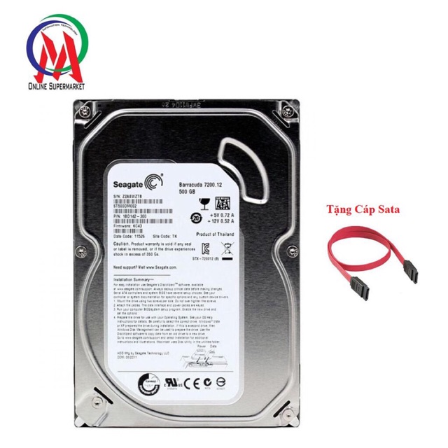 Ổ CỨNG PC 500GB SEAGATE SATA 3 BH 24 THANG + TẶNG CÁP SATA