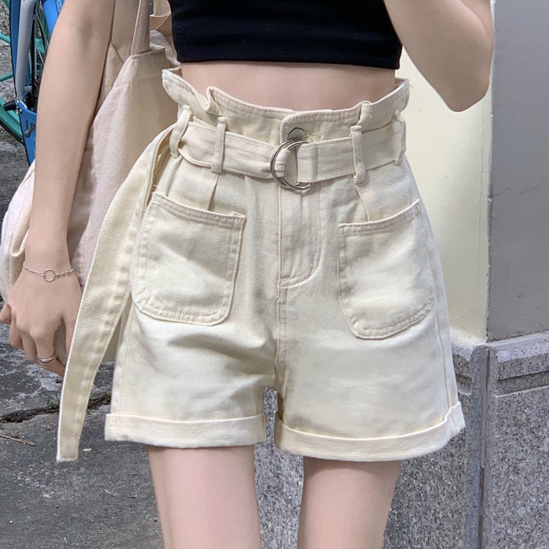 Quần Short Denim Lưng Cao Dáng Chữ A Ống Rộng Thiết Kế Mới Thời Trang Mùa Hè Dành Cho Nữ