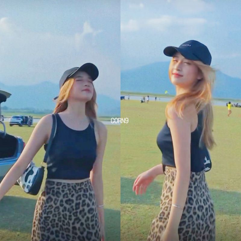 [Corn9] SET ÁO CROP VÀ CHÂN VÁY BEO