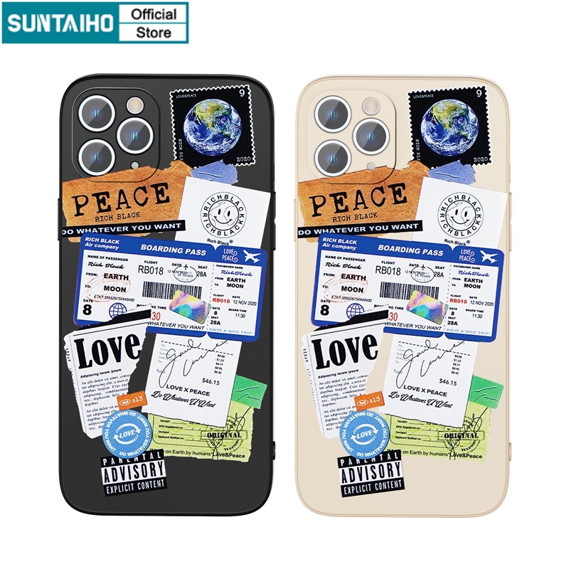 Ốp lưng iphone Ốp điện thoại Suntaiho silicon họa tiết tem cho iPhone 13 12 11 Pro Max X XR Xs Max 7 8 Plus 12mini 13mini