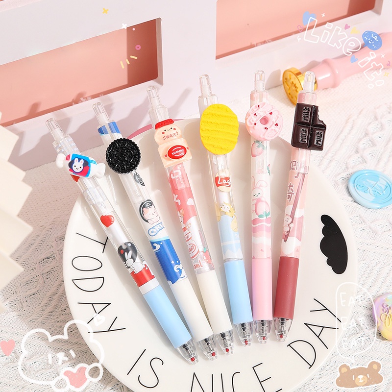 Bút Mực Gel Mực Đen Ngòi 0.5mm Hình Gói Snack Có Thể Thu Gọn Cho Học Sinh