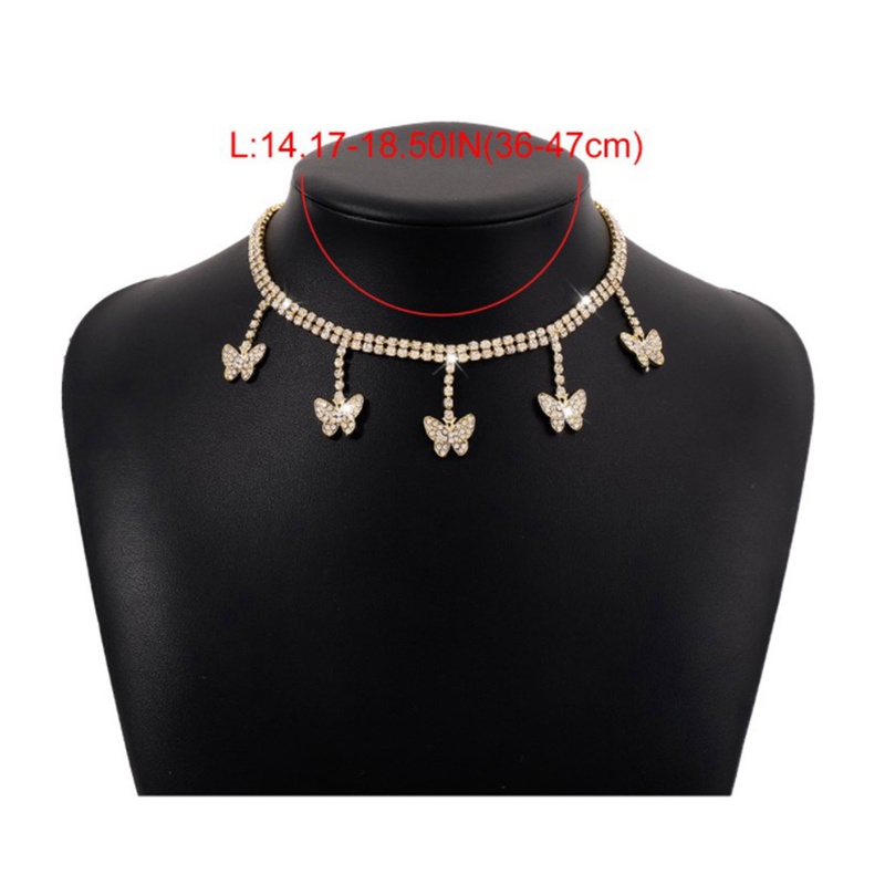 Vòng Cổ Choker Màu Vàng Mặt Hình Bướm Rỗng Đính Đá Pha Lê Sang Trọng Phong Cách Punk Cho Nữ