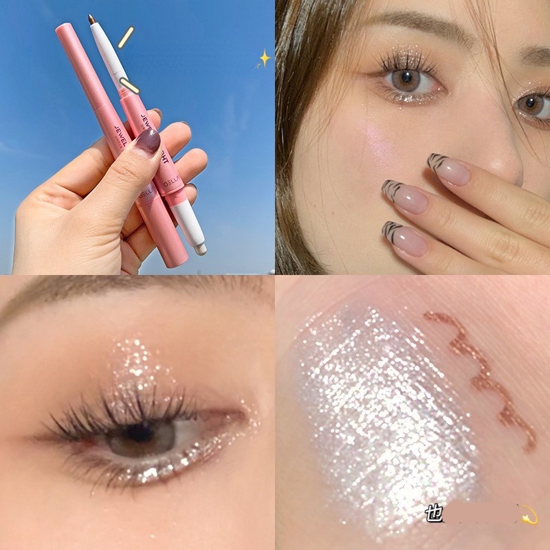[Hàng mới về] Bút phấn mắt kẻ mắt Gella's Jewel Light 2 đầu màu lì ánh nhũ trang điểm bọng mắt