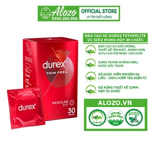 Bao Cao Su Durex Fetherlite của Úc siêu mỏng hộp 30 chiếc