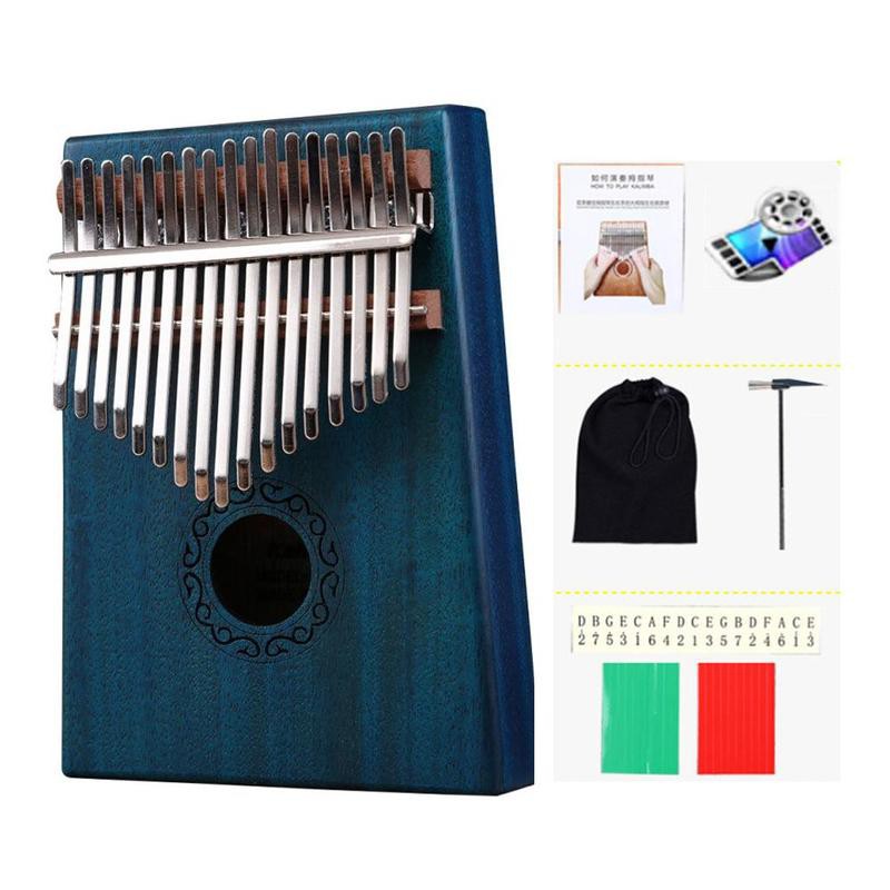 Đàn kalimba 17 phím giá rẻ hoa văn Hy Lạp 2 màu sắc Mahogany và Xanh của biển cả GT-788