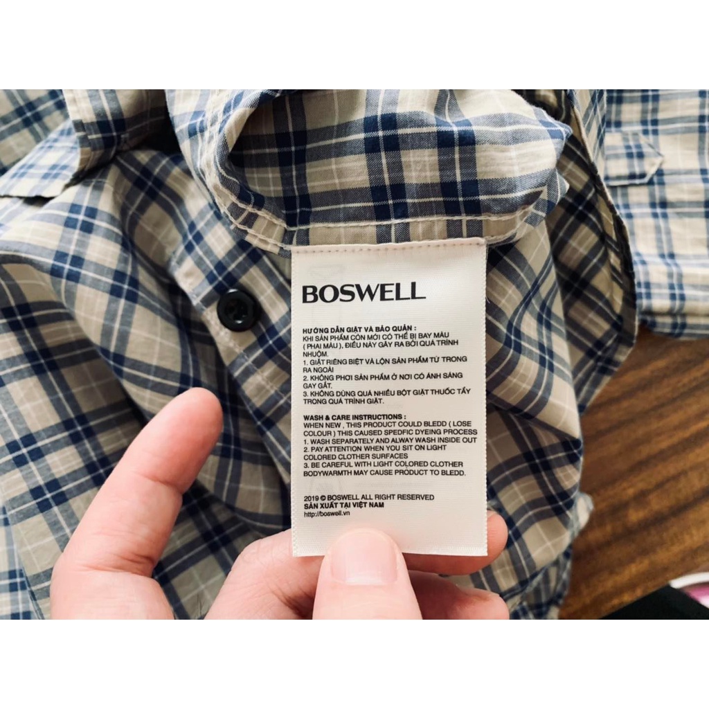 Sơ mi Boswell kẻ caro - Kẻ caro xanh xám