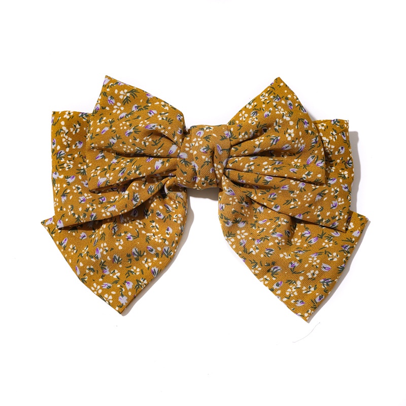 Kẹp Tóc Nơ Ba Lớp Bằng Thép Bọc Vải Thanh Lịch Tinh Tế Cho Nữ