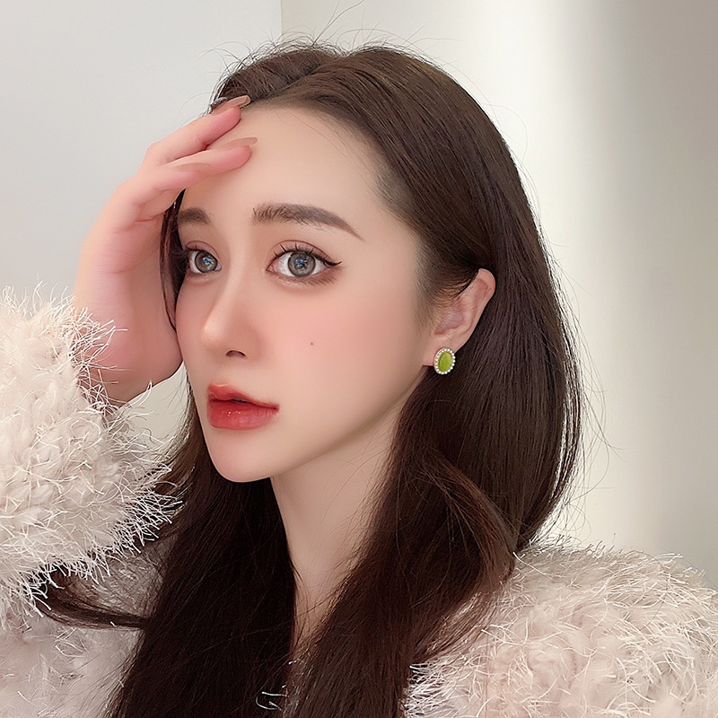 Khuyên tai kẹp không bấm lỗ chốt cố định K129 bằng hợp kim mạ vàng hình elip hạt trai dáng ngắn Leous Accessories